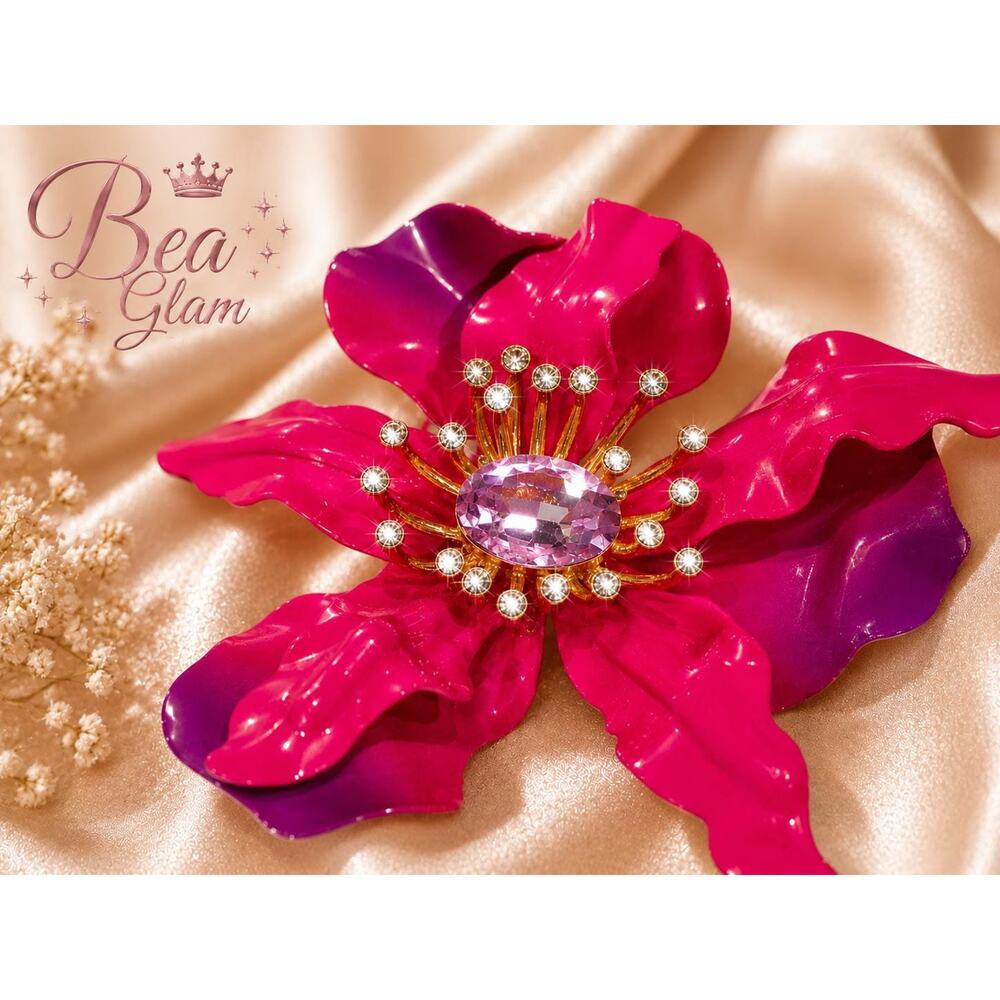 Betsey Johnson Orchid Statement Pendant Pink, Purple - Picture 10 of 13